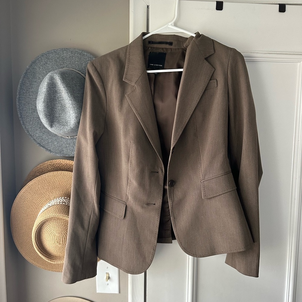express brown fitted blazer